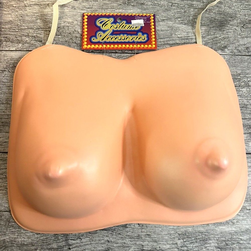 Fake Big Boobs BREASTS Chest Costume tie on halloween body part - Foam w/straps